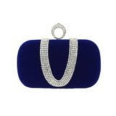 Diamond Velvet Clutch Evening Bag Royal blue