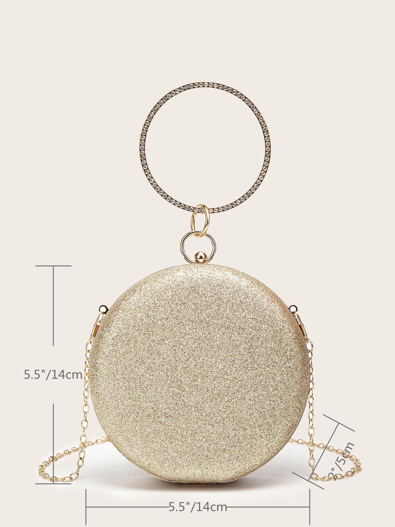 Diamondencrusted Handheld Round Box Bag Chain Evening Black