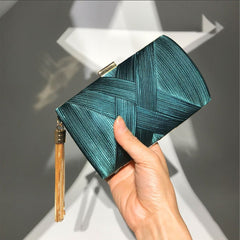 Dinner Satin Fashion Tassel Clutch Lake Blue