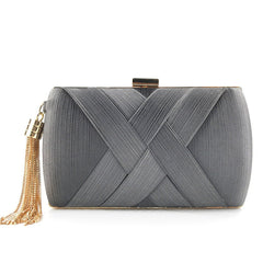 Dinner Satin Fashion Tassel Clutch Grey