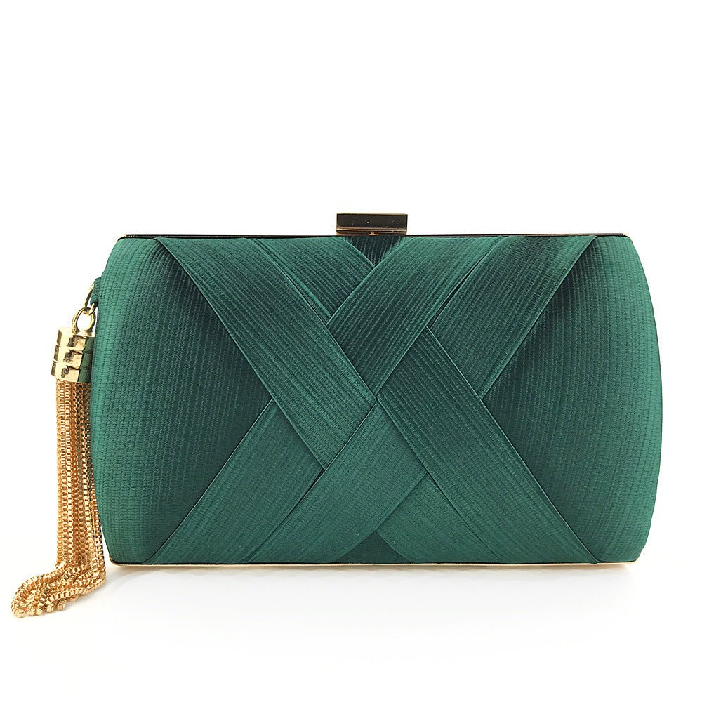Dinner Satin Fashion Tassel Clutch Grass green