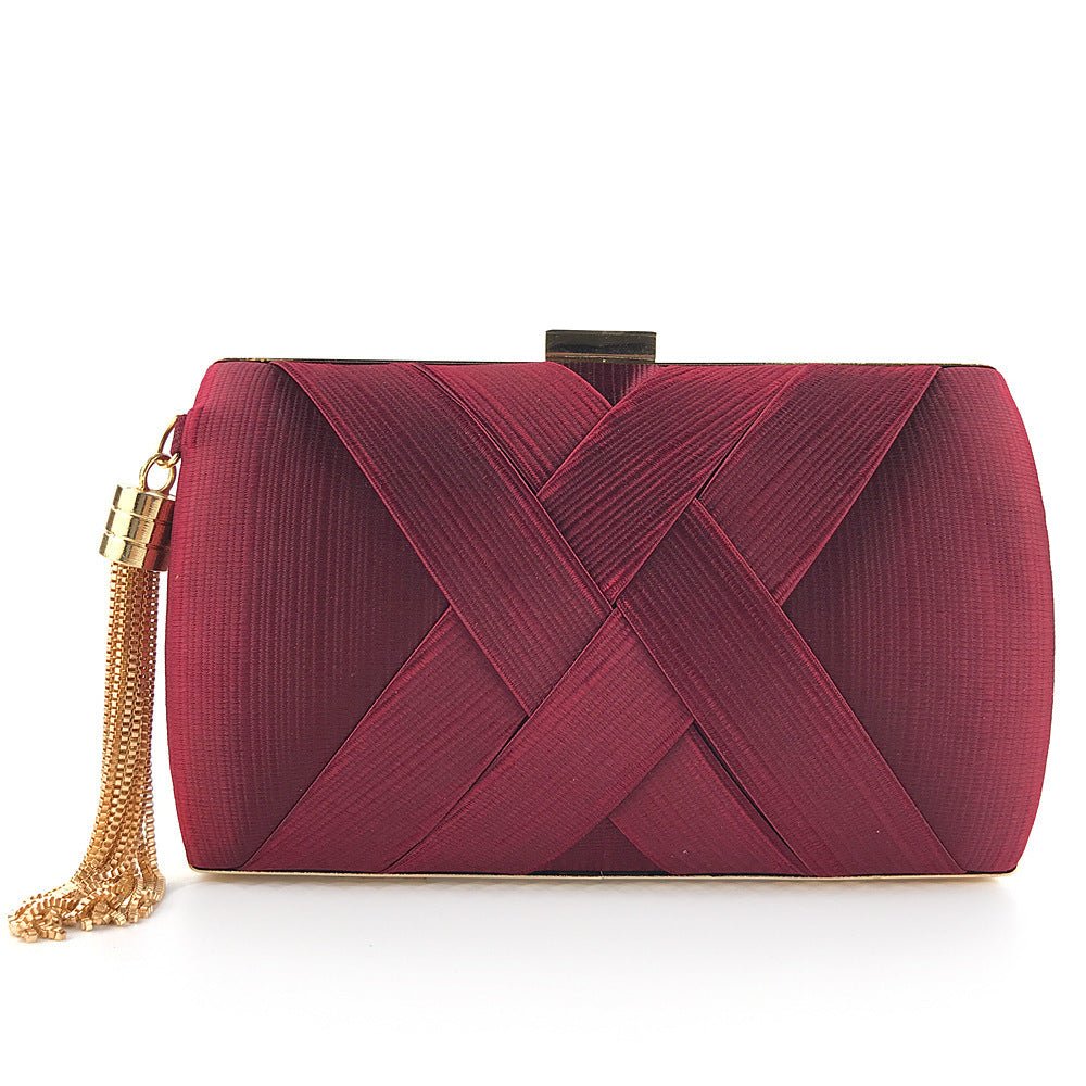 Dinner Satin Fashion Tassel Clutch Red