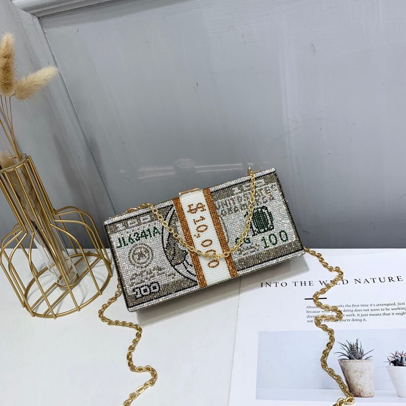 Dollar Print Clutch Messenger Bag for Stylish Fashion Statements White