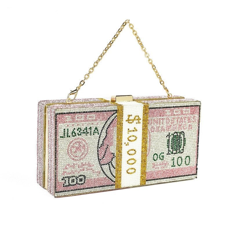 Dollar Print Clutch Messenger Bag for Stylish Fashion Statements Pink