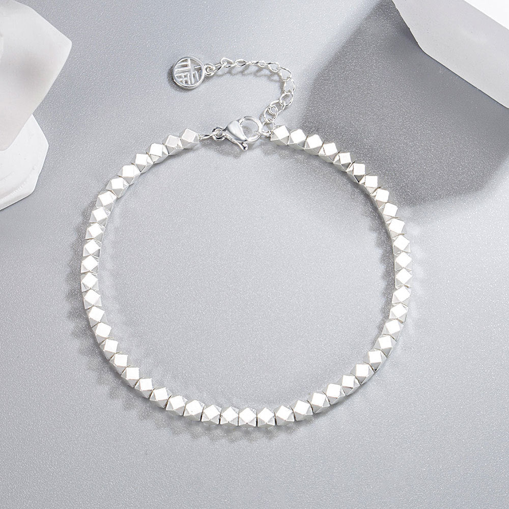 Elegant Light Luxury Silver - Plated Blessing Card Bracelet Broken Silver Bracelet