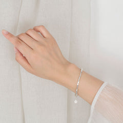 Elegant Light Luxury Silver - Plated Blessing Card Bracelet Broken Silver Bracelet