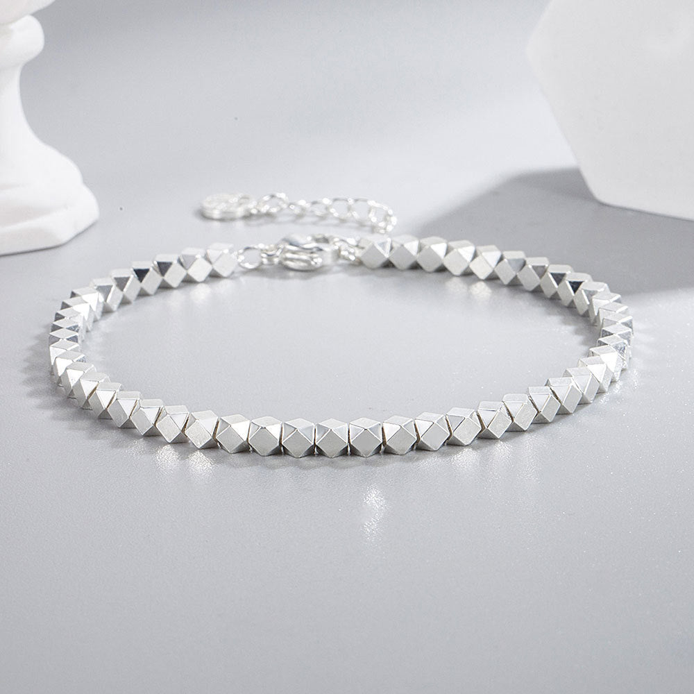Elegant Light Luxury Silver - Plated Blessing Card Bracelet Broken Silver Bracelet