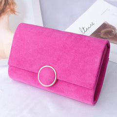Elegant Red Dress Chain Clutch Bag for Ladies Rose Red