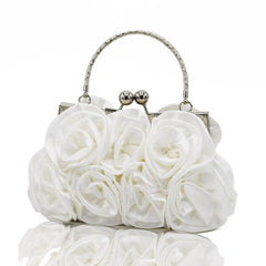 Elegant Rose Clutch Handheld Bridal Bag White