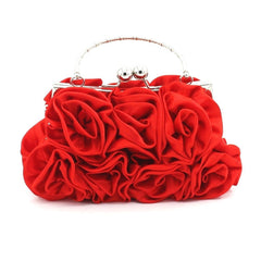 Elegant Rose Clutch Handheld Bridal Bag Red