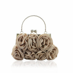 Elegant Rose Clutch Handheld Bridal Bag Apricot