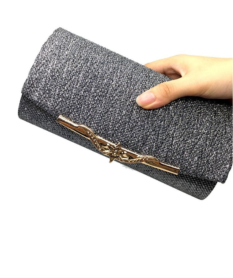 Elegant Wedding Clutch Shoulder Bag with Chain Gray