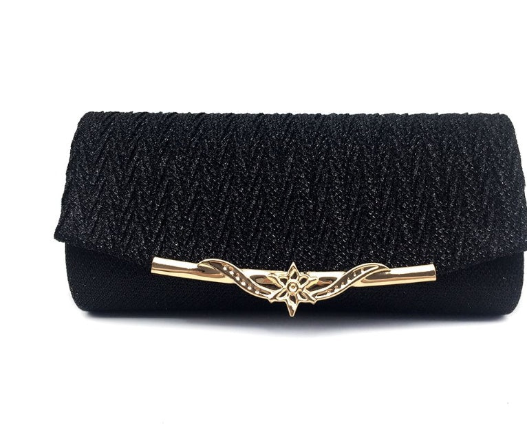 Elegant Wedding Clutch Shoulder Bag with Chain Black