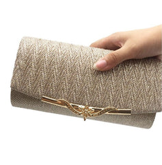 Elegant Wedding Clutch Shoulder Bag with Chain Champagne