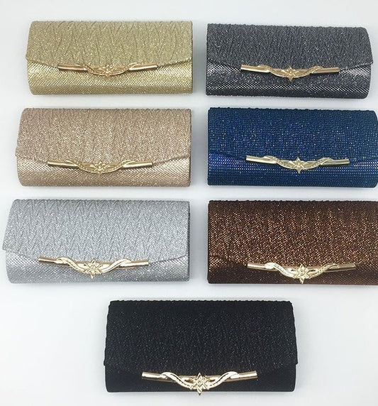 Elegant Wedding Clutch Shoulder Bag with Chain Black