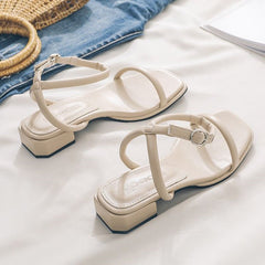 Elevated Style Women's Minimalist Trendy Sandals New Summer Retro Beige
