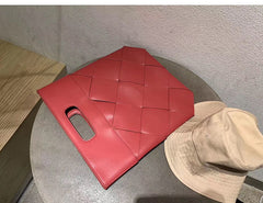 Embossed Woven Handbag Folding Clutch Bag Red