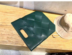 Embossed Woven Handbag Folding Clutch Bag Green