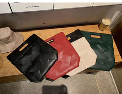 Embossed Woven Handbag Folding Clutch Bag Black