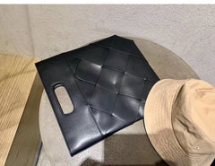 Embossed Woven Handbag Folding Clutch Bag Black
