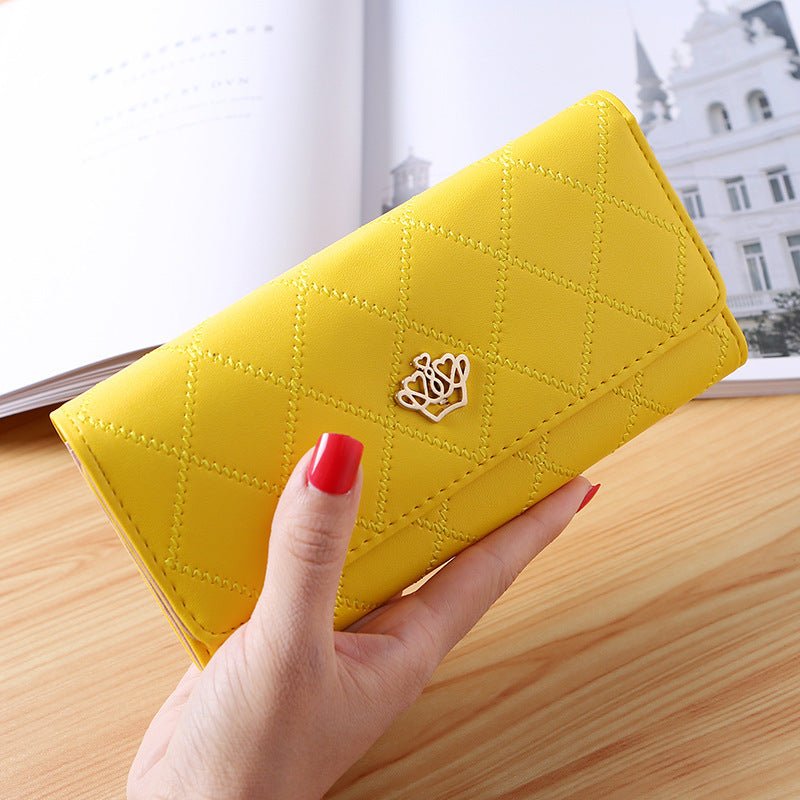 Embroidered Crown Clutch Wallet for Women Yellow