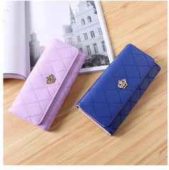 Embroidered Crown Clutch Wallet for Women Black