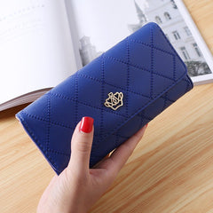 Embroidered Crown Clutch Wallet for Women Blue