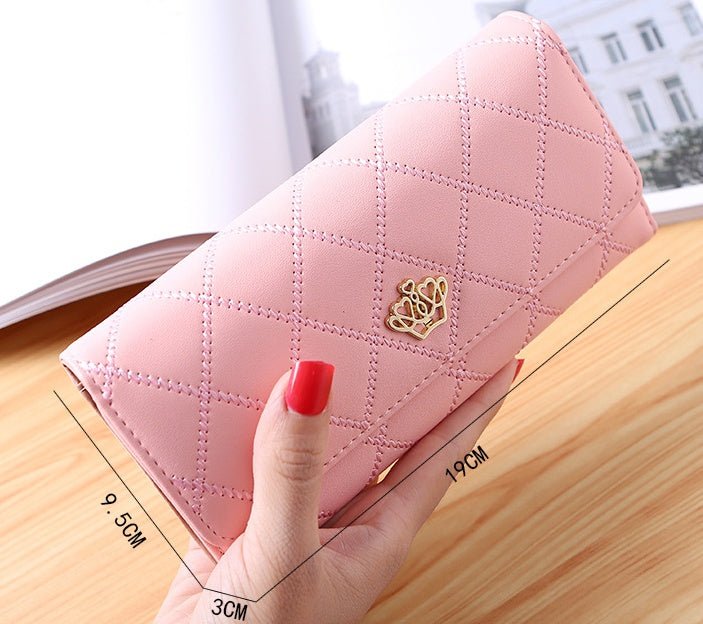 Embroidered Crown Clutch Wallet for Women Melon red