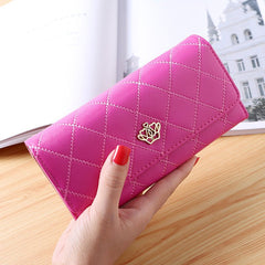 Embroidered Crown Clutch Wallet for Women Rose red