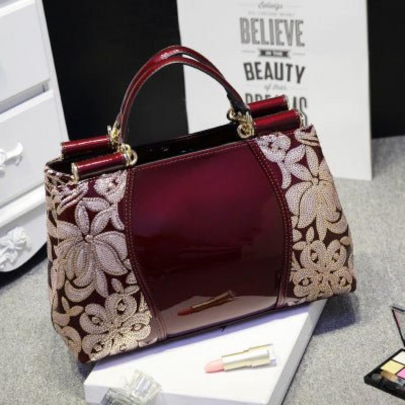 European Clutch Leather Handbags – Fashion Brand Wine red trumpet