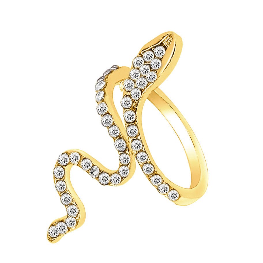 Exquisite Simulated Snakes Inlaid Zircon Winding Ring for Women Style 5667502