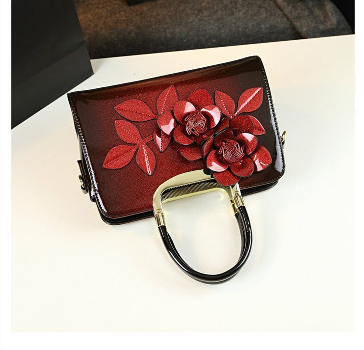 Fairy Flowers Hand Crossbody Bag with Everything Charm Wine Red