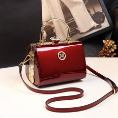 Fashion All - match Texture Middle - aged Ladies Leather Handbags Single Shoulder Bag Wine Red
