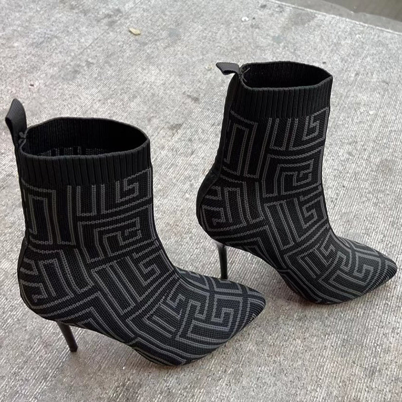 Fashion Ankle Boots Women Thigh High Heel Boots Black