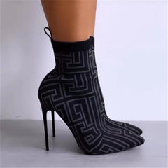 Fashion Ankle Boots Women Thigh High Heel Boots Apricot