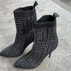 Fashion Ankle Boots Women Thigh High Heel Boots Black