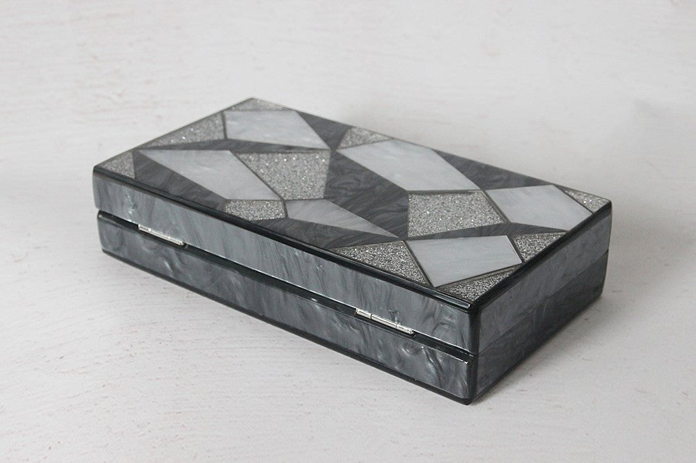 Fashion Black And White Contrast Acrylic Clutch Light Grey
