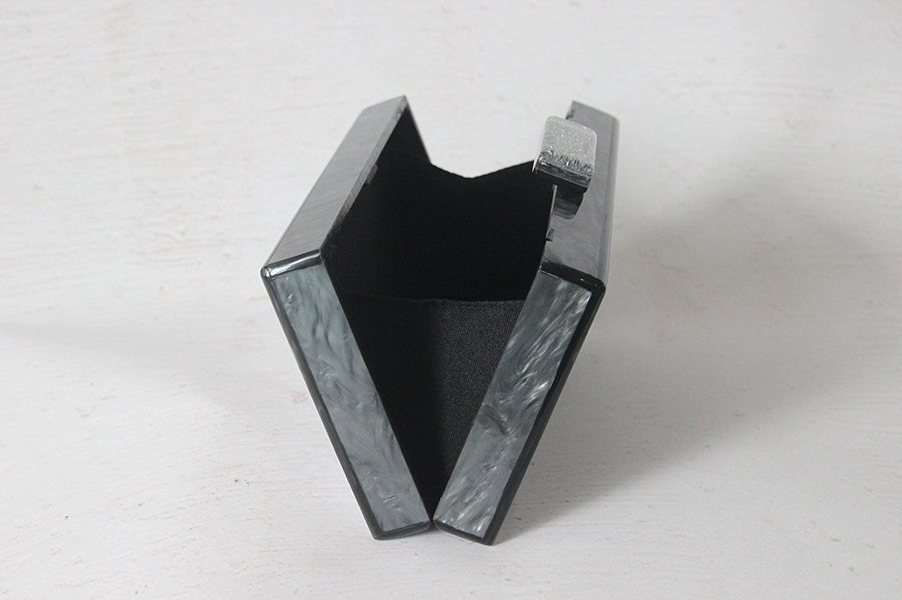 Fashion Black And White Contrast Acrylic Clutch Light Grey