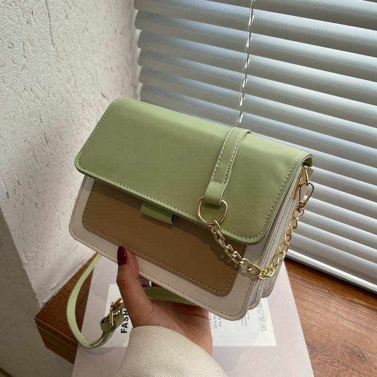 Fashion Broadband Chain Messenger Small Square Shoulder Bag Green