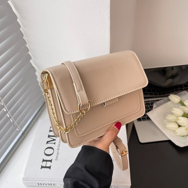 Fashion Broadband Chain Messenger Small Square Shoulder Bag Pure Khaki