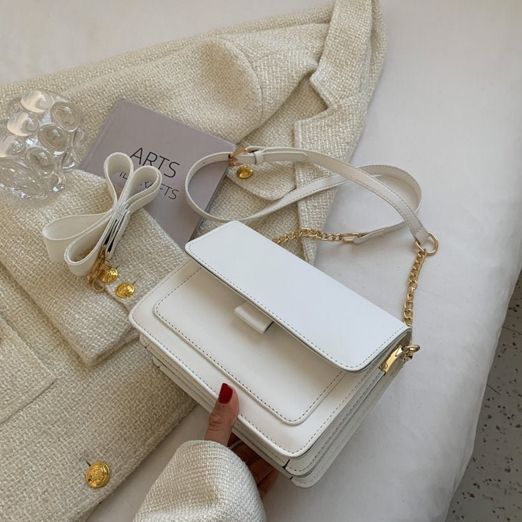 Fashion Broadband Chain Messenger Small Square Shoulder Bag White