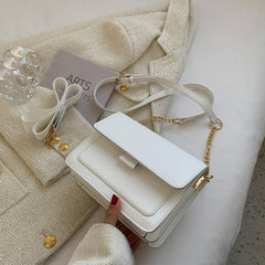 Fashion Broadband Chain Messenger Small Square Shoulder Bag White