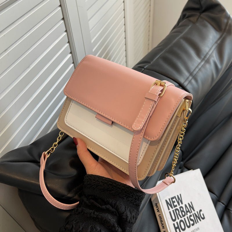 Fashion Broadband Chain Messenger Small Square Shoulder Bag Pink