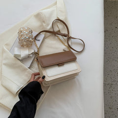 Fashion Broadband Chain Messenger Small Square Shoulder Bag Brown