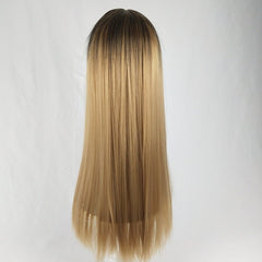 Fashion Gradient Long Straight Hair Wig Gradient light pink