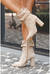 Fashion Personality Suede Low - cut Women's Boots Beige
