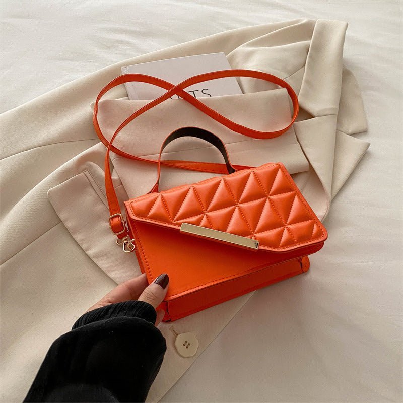 Fashion Rhombus Portable Crossbody Small Square Bag with Clutch Orange