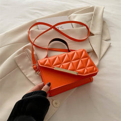 Fashion Rhombus Portable Crossbody Small Square Bag with Clutch Orange