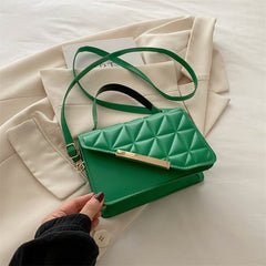 Fashion Rhombus Portable Crossbody Small Square Bag with Clutch Green