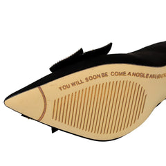 Fashion sexy slim stiletto high heel suede shallow pointy rhinestone bow single shoes Red